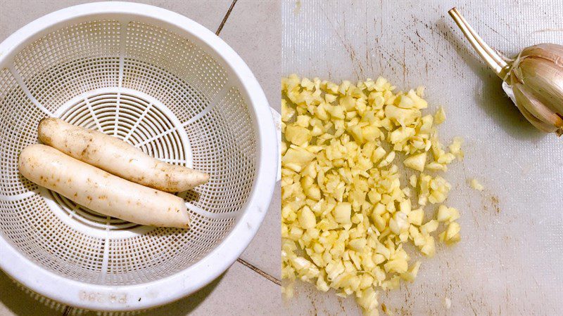 Ingredients for stir-fried radish with eggs, stir-fried radish with garlic