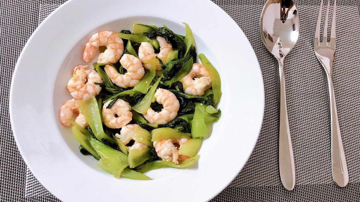 Stir-fried Shrimp with Bok Choy