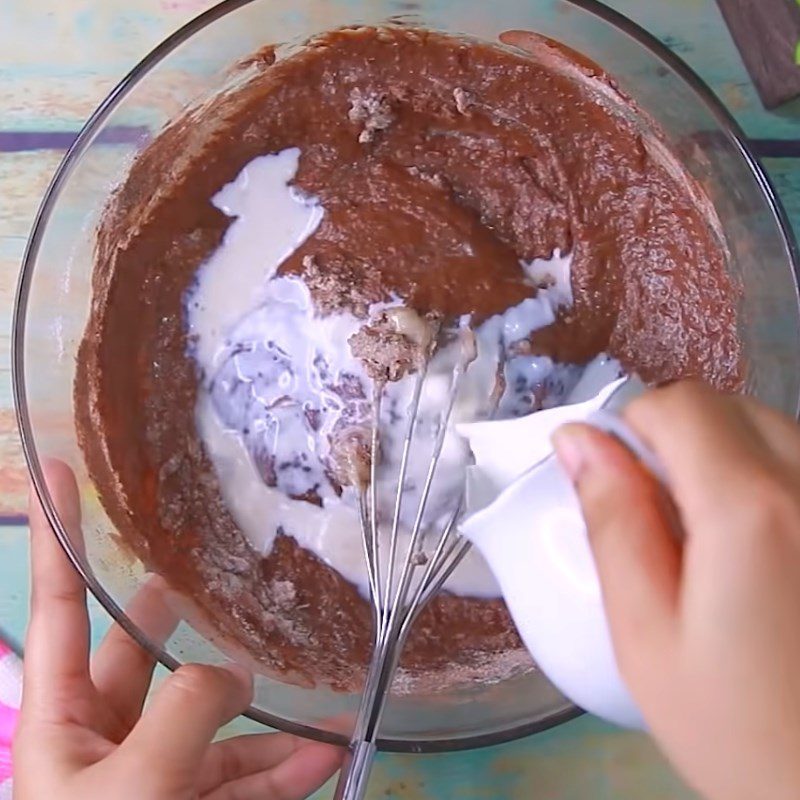 Step 1 Mixing pancake batter Cake from Pancakes