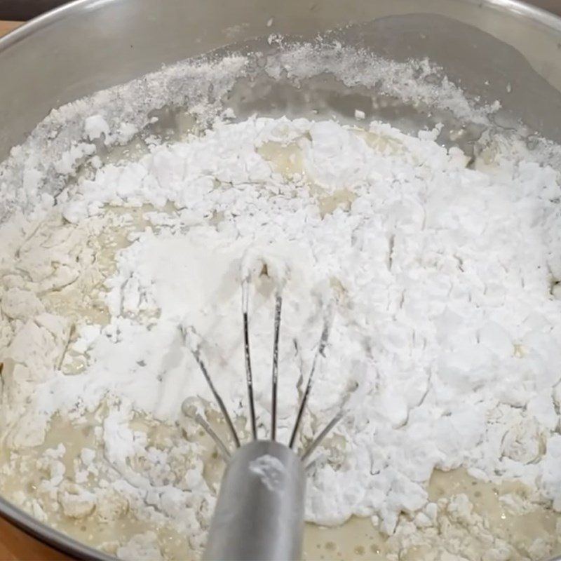 Step 1 Mix the batter for Durian Waffle with Pandan