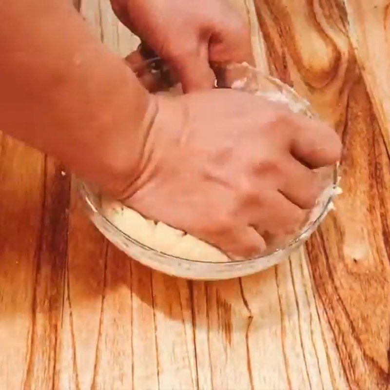 Step 1 Mix and knead the egg butter dough for Dried Fish