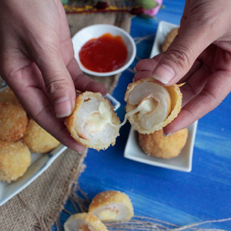 Step 4 Final Product Fried lychee with cheese filling