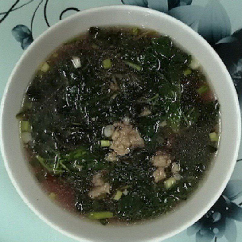 Step 4 Final product Amaranth soup with minced meat