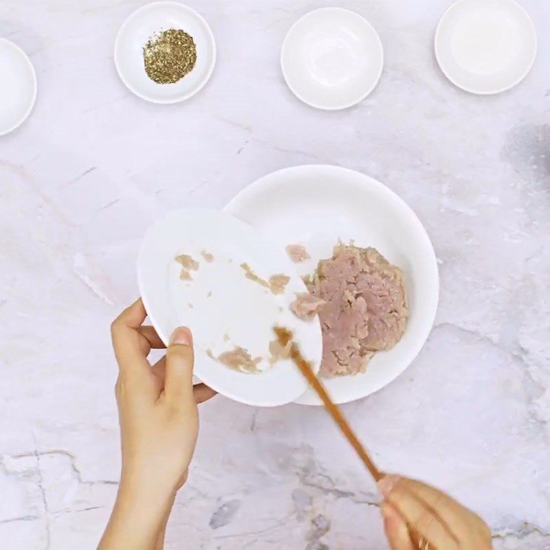 Step 1 Marinate and mix the snakehead fish cake Fried Snakehead Fish Cake with Green Rice