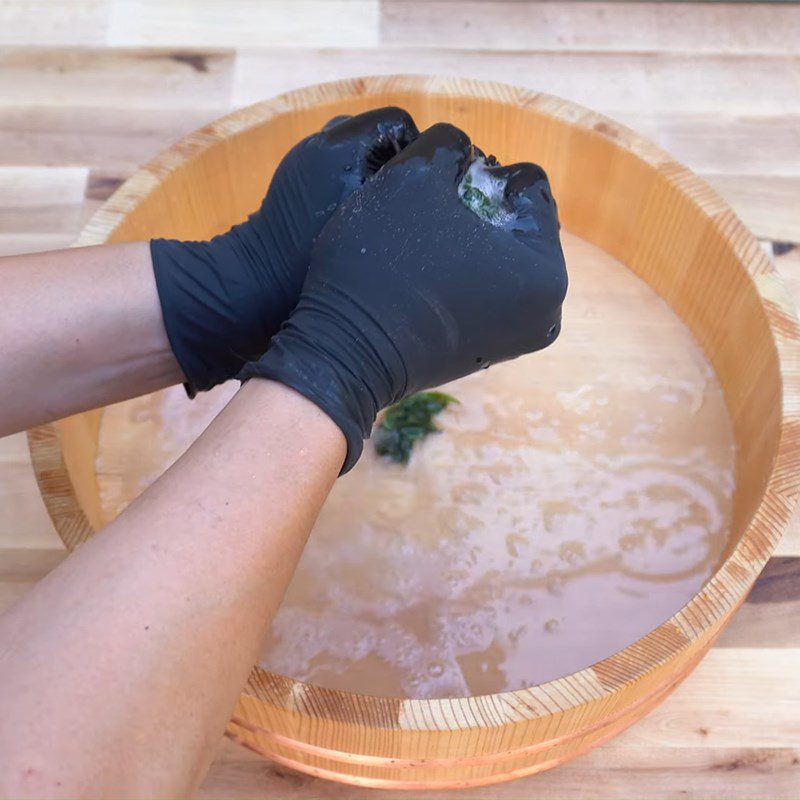 Step 3 Squeezing Perilla Leaves Japanese Apricot - Umaboshi