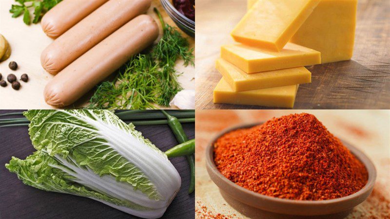 Ingredients for the dish 2 ways to make spicy cheese sauce sausages