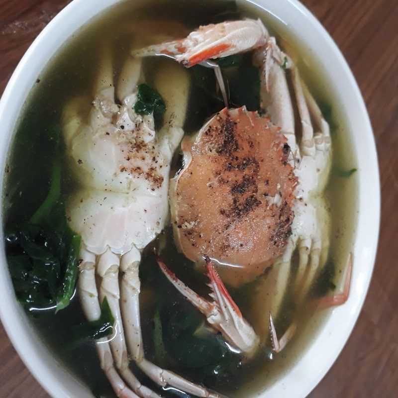 Step 4 Finished Product Water Spinach Soup with Crab